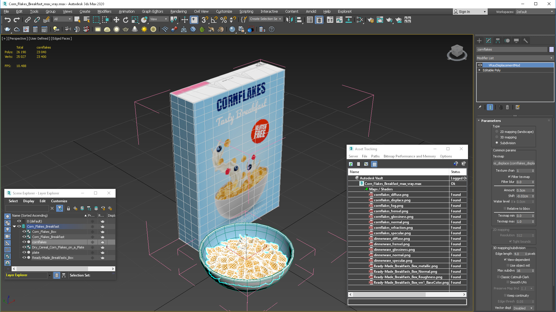 3D Corn Flakes Breakfast