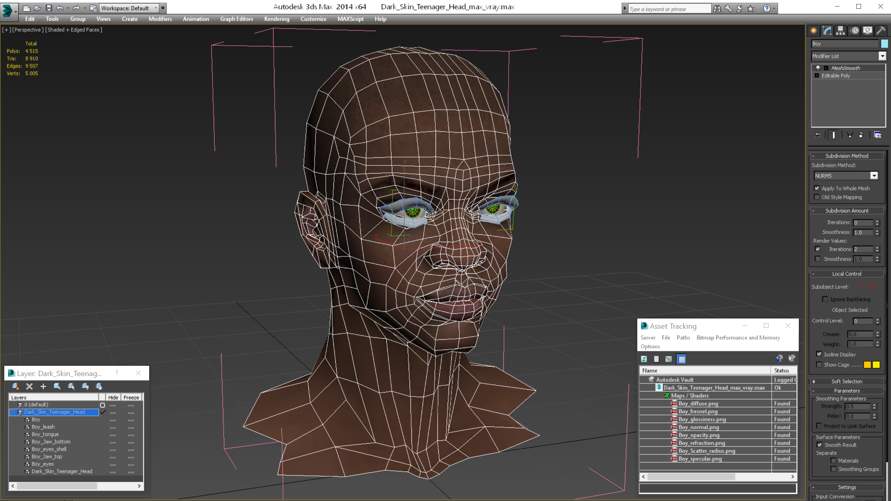 3D Dark Skin Teenager Head model