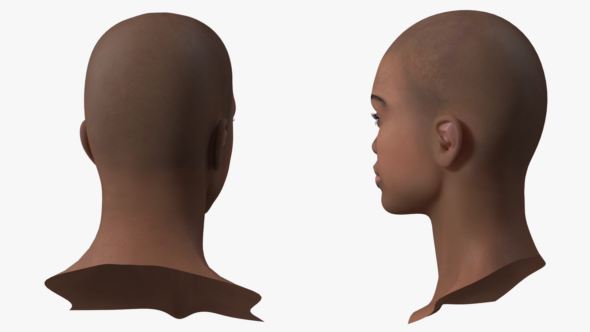 3D Dark Skin Teenager Head model