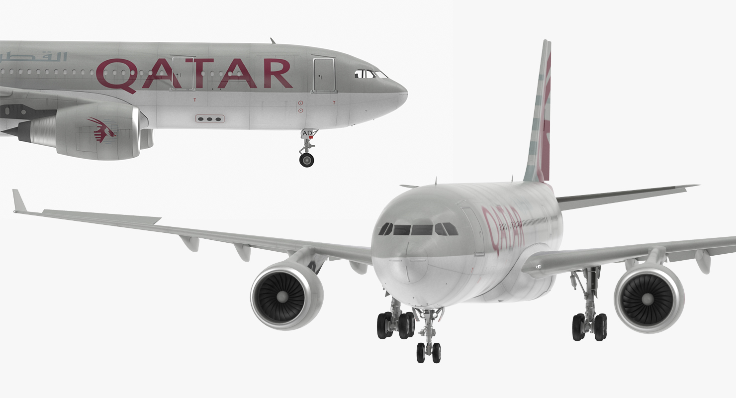 3D Airbus A330 P2F Qatar Rigged model