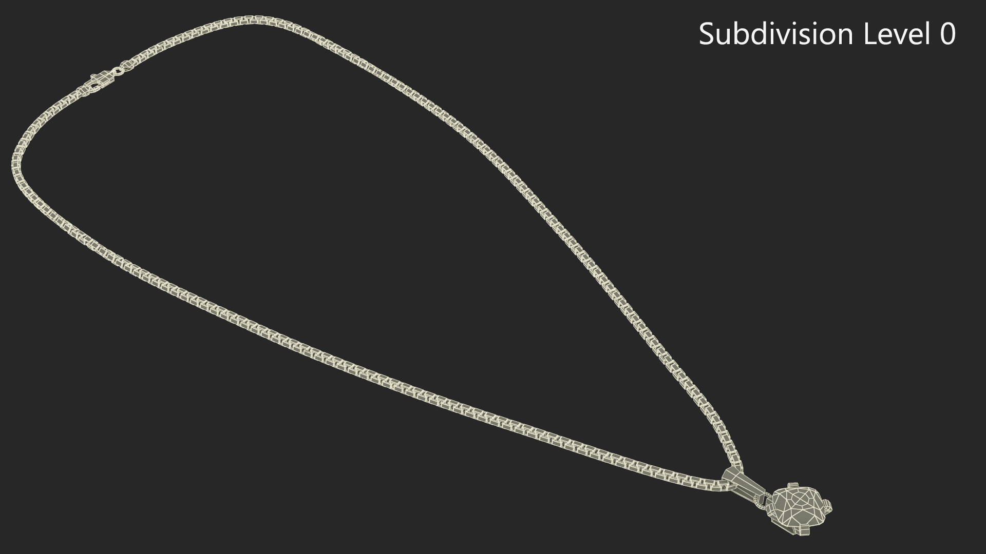 Silver Necklace with Gem 3D model