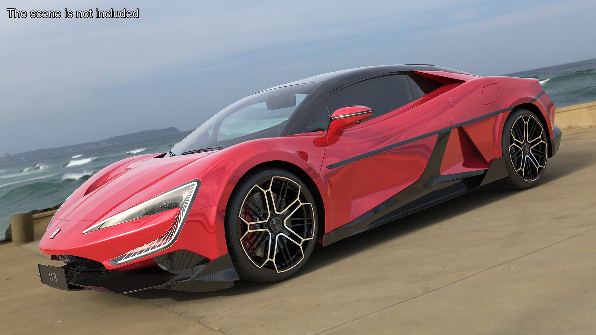 3D model Red Supercar BYD Yangwang U9 Rigged