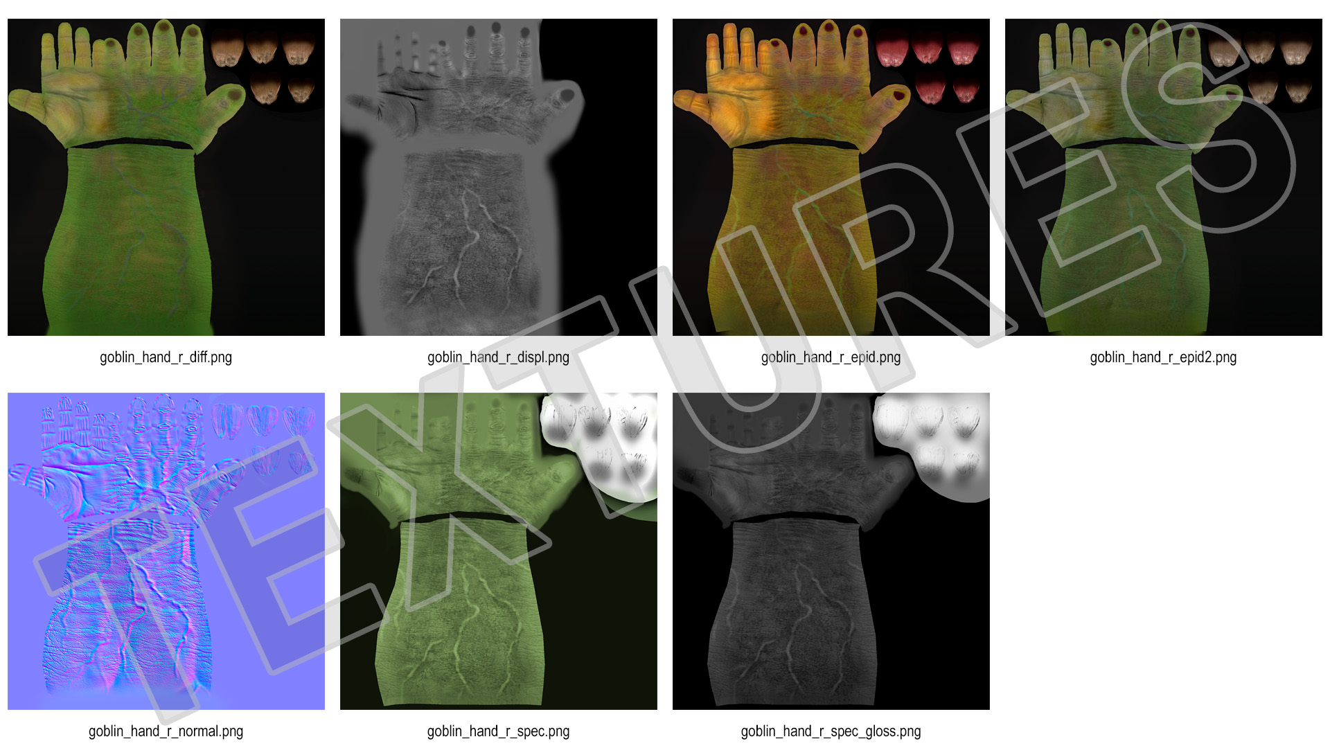 3D Handshake Green Goblin Hands model