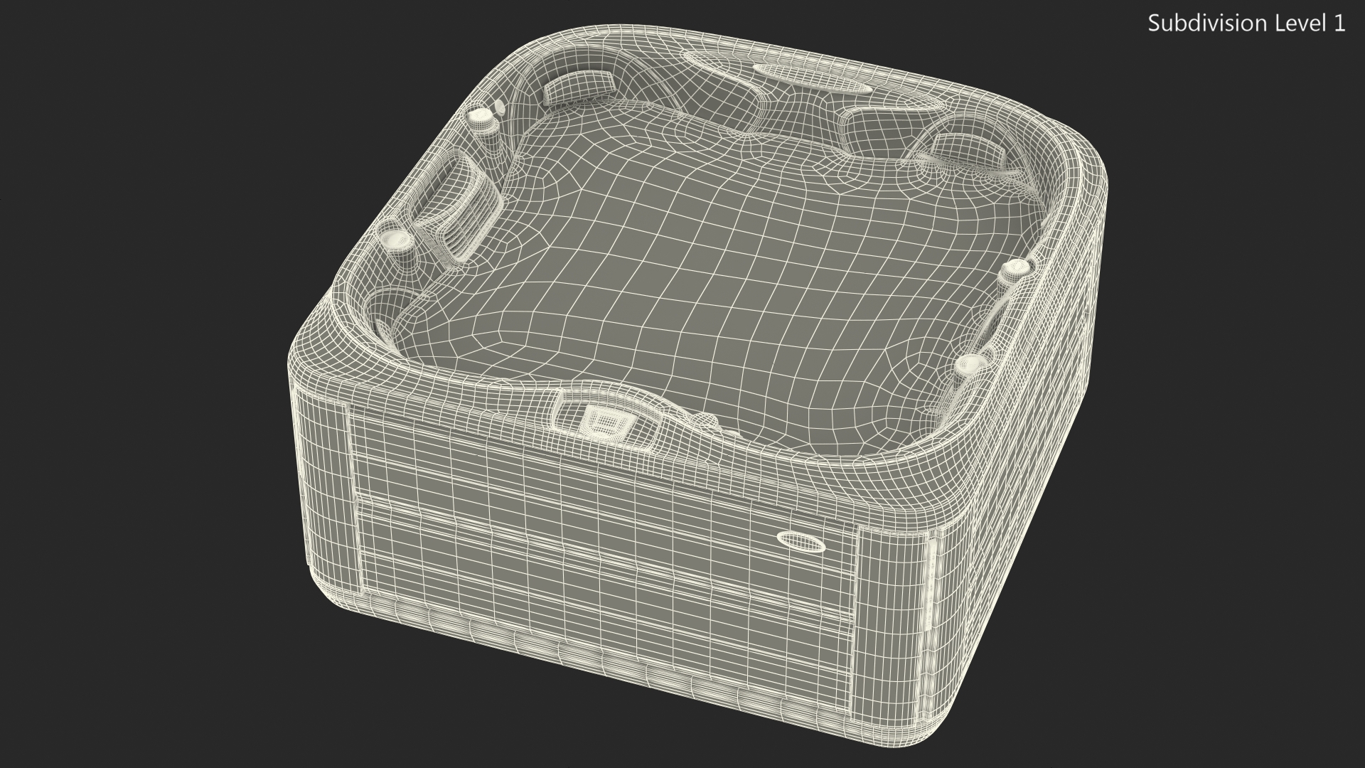 Large Hot Tub with Water 3D model