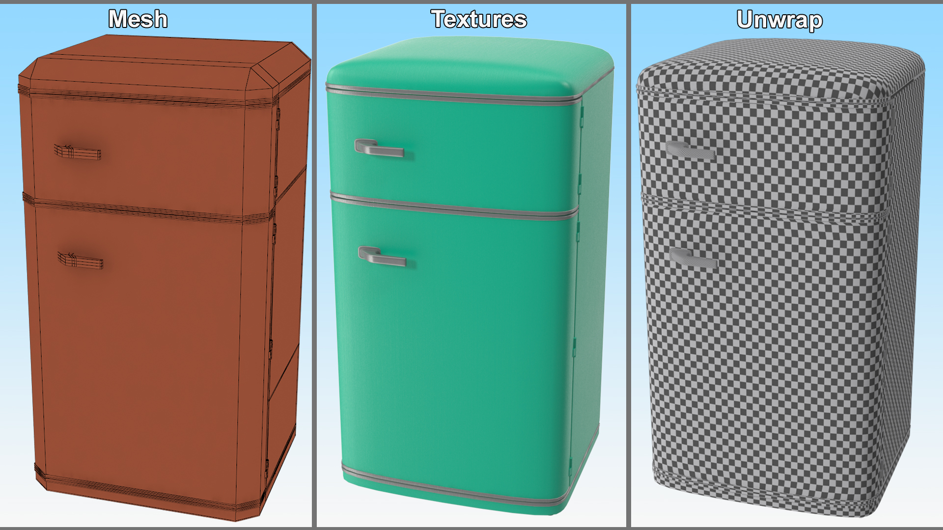 Retro Original Green Fridge 3D