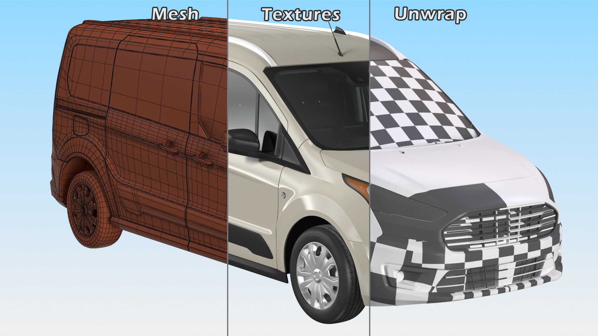 Cargo Van Barn Doors Gray Rigged 3D