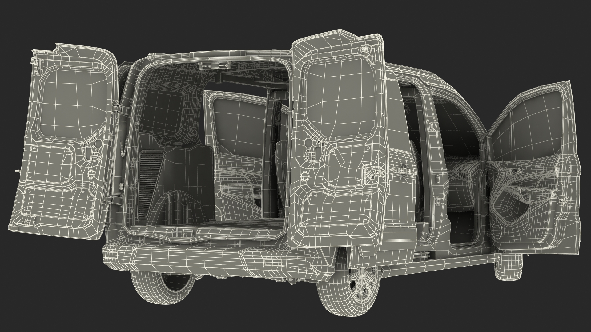 Cargo Van Barn Doors Gray Rigged 3D