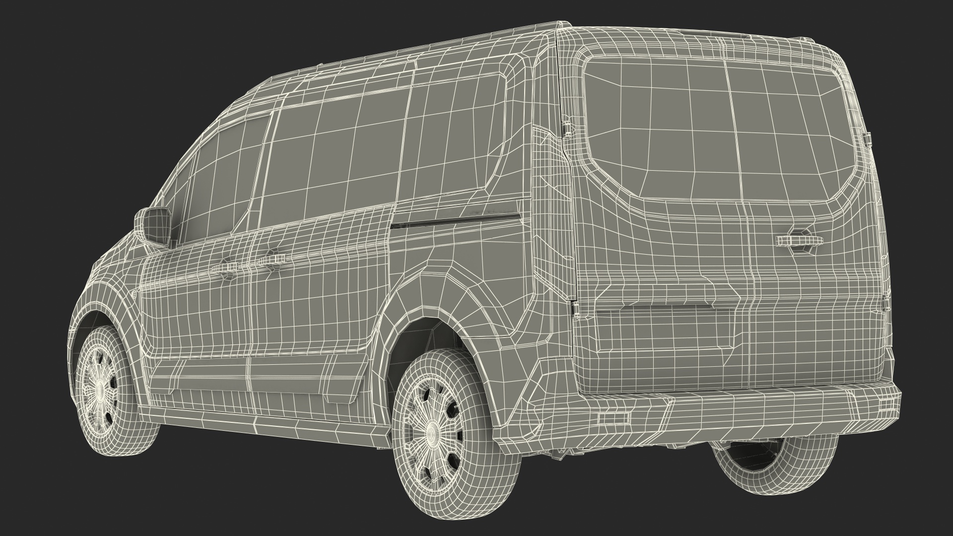 Cargo Van Barn Doors Gray Rigged 3D