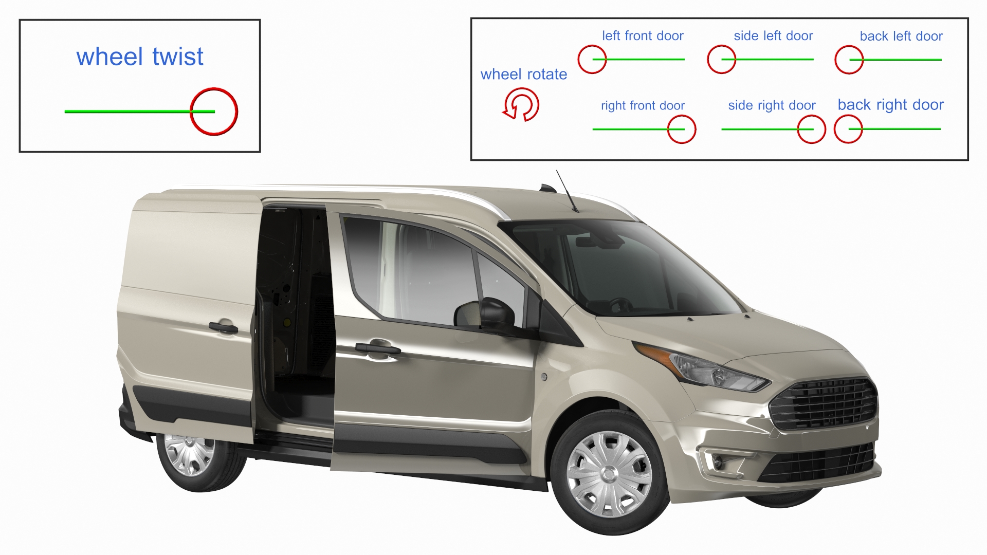 Cargo Van Barn Doors Gray Rigged 3D