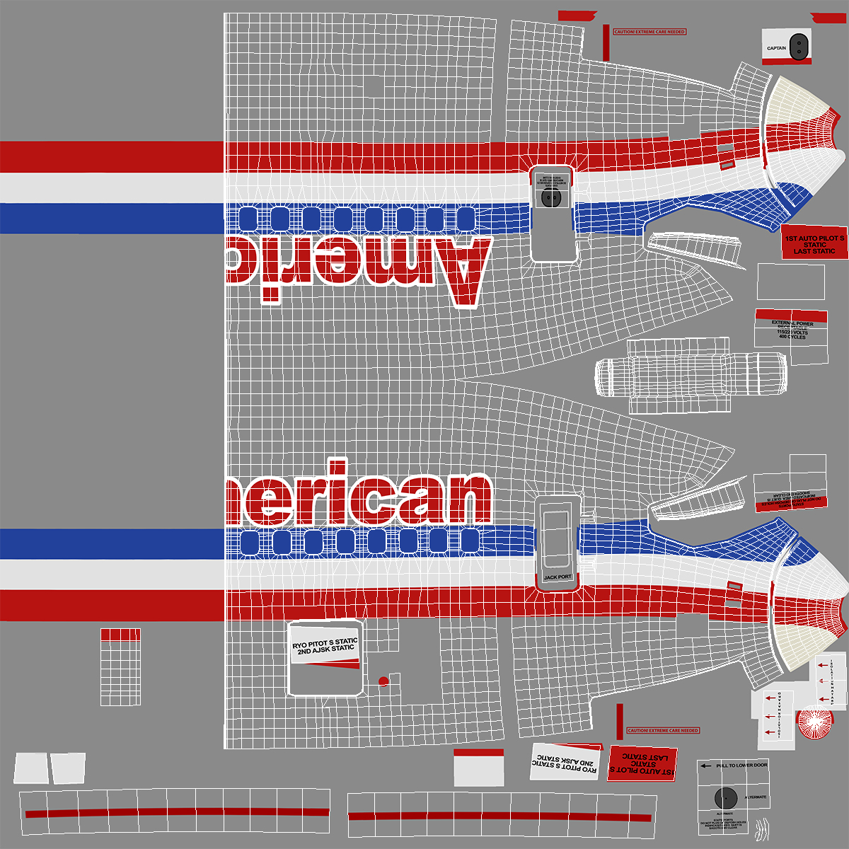 3D American Airlines Boeing 737-600 with Interior Rigged model