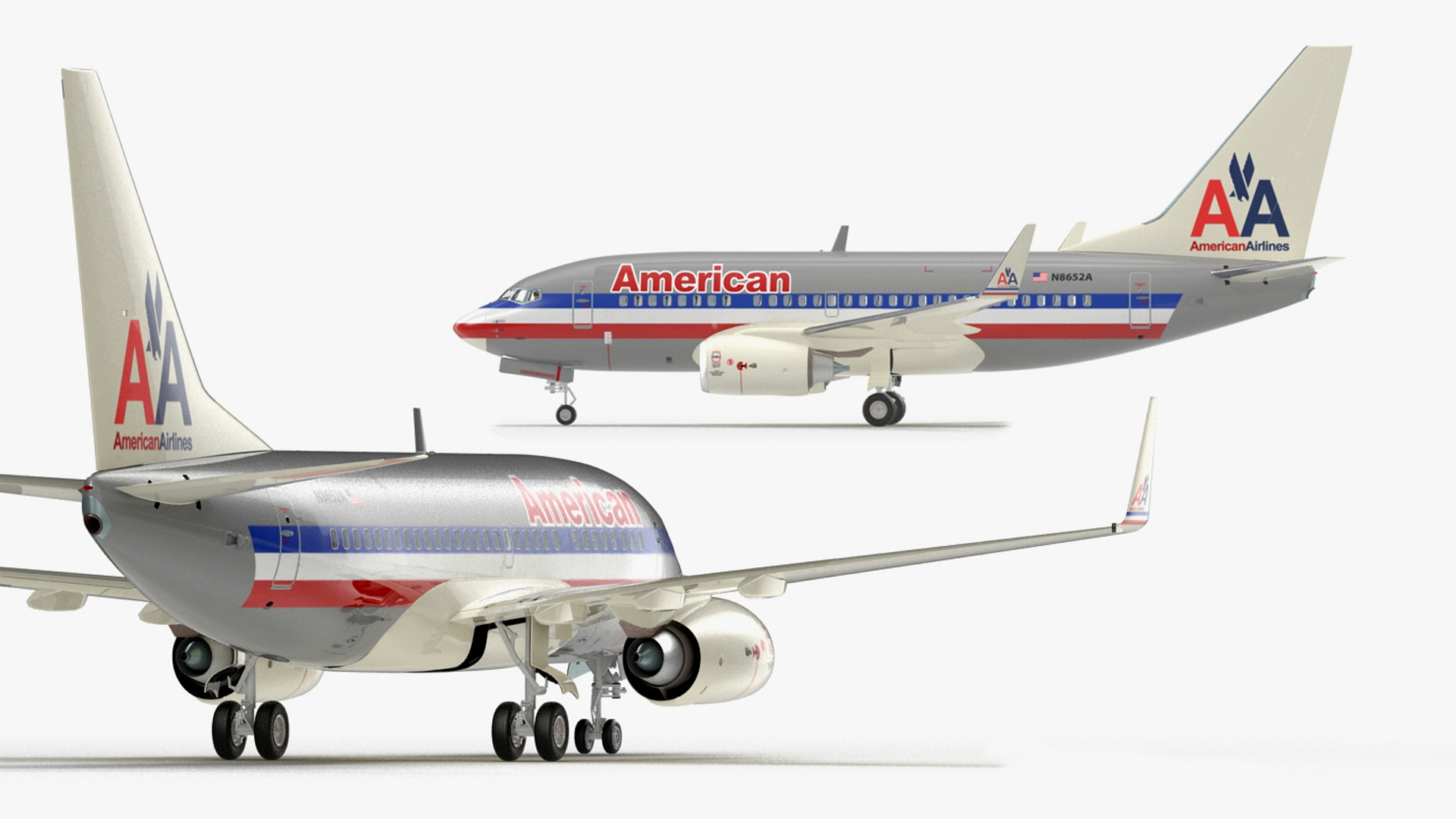 3D American Airlines Boeing 737-600 with Interior Rigged model