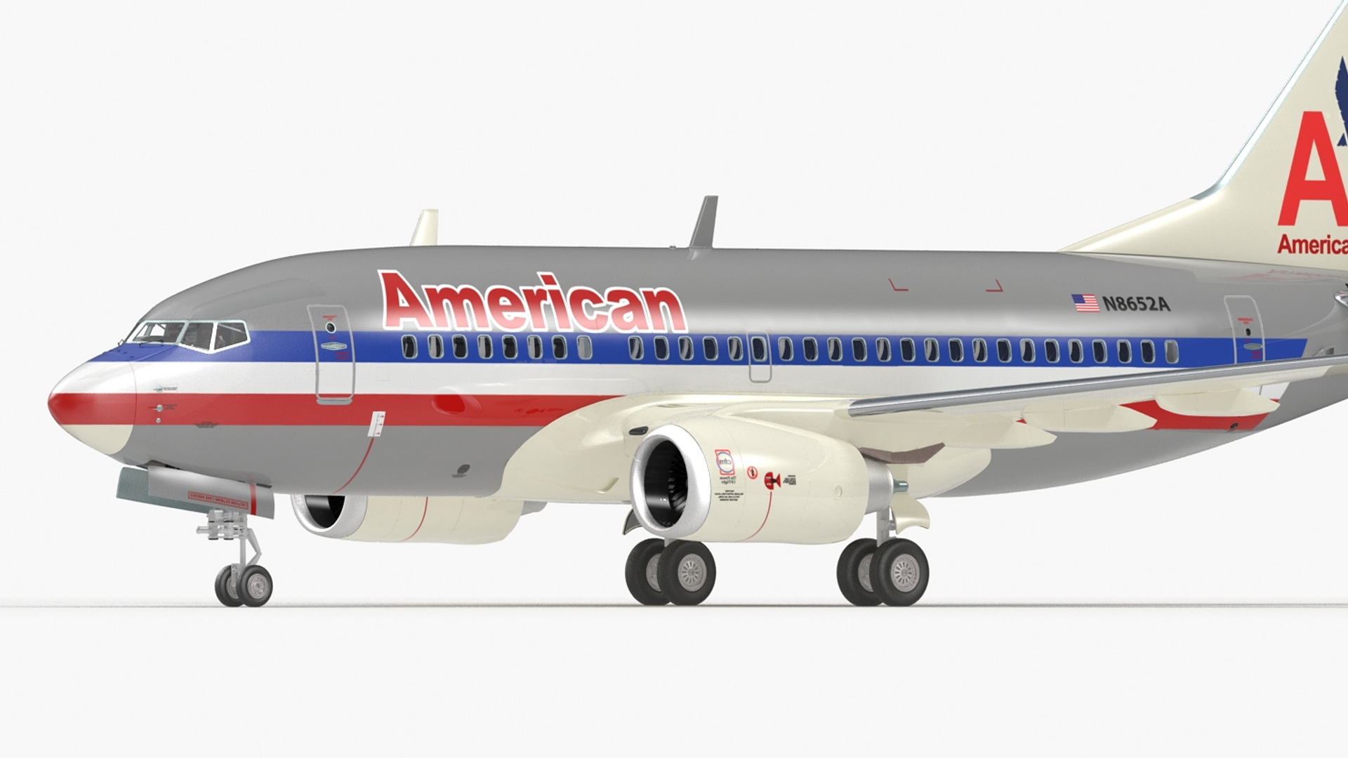 3D American Airlines Boeing 737-600 with Interior Rigged model