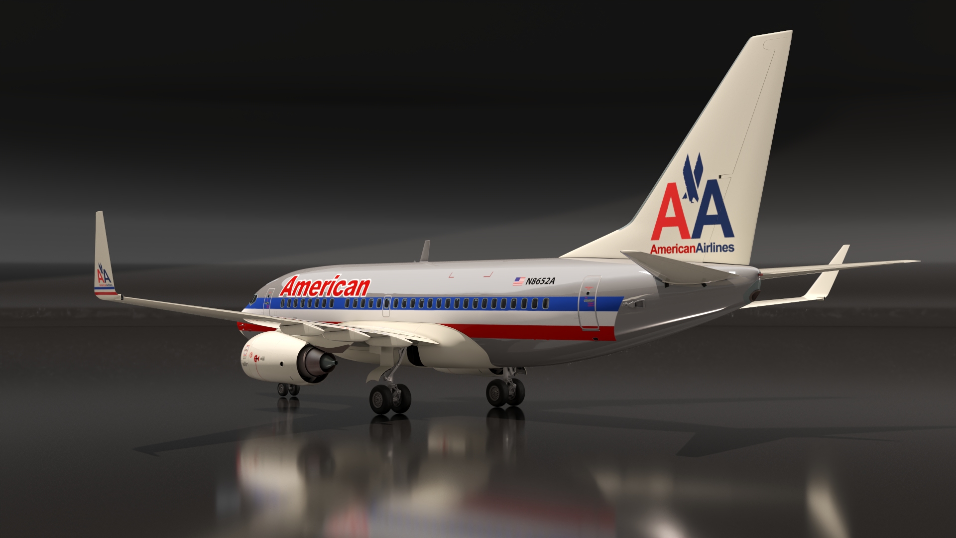 3D American Airlines Boeing 737-600 with Interior Rigged model