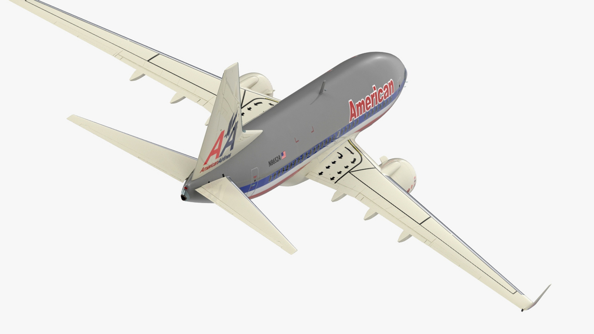 3D American Airlines Boeing 737-600 with Interior Rigged model