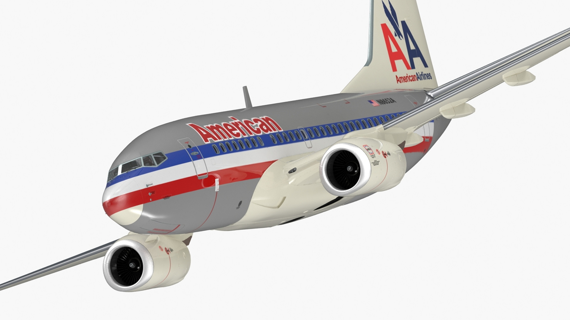 3D American Airlines Boeing 737-600 with Interior Rigged model