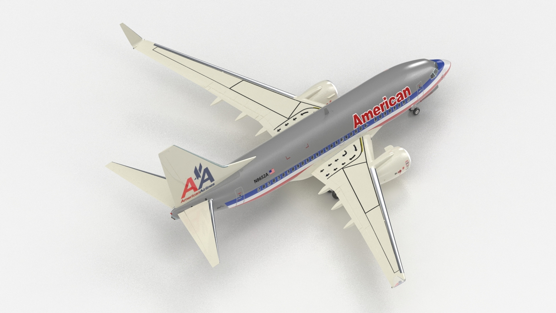 3D American Airlines Boeing 737-600 with Interior Rigged model