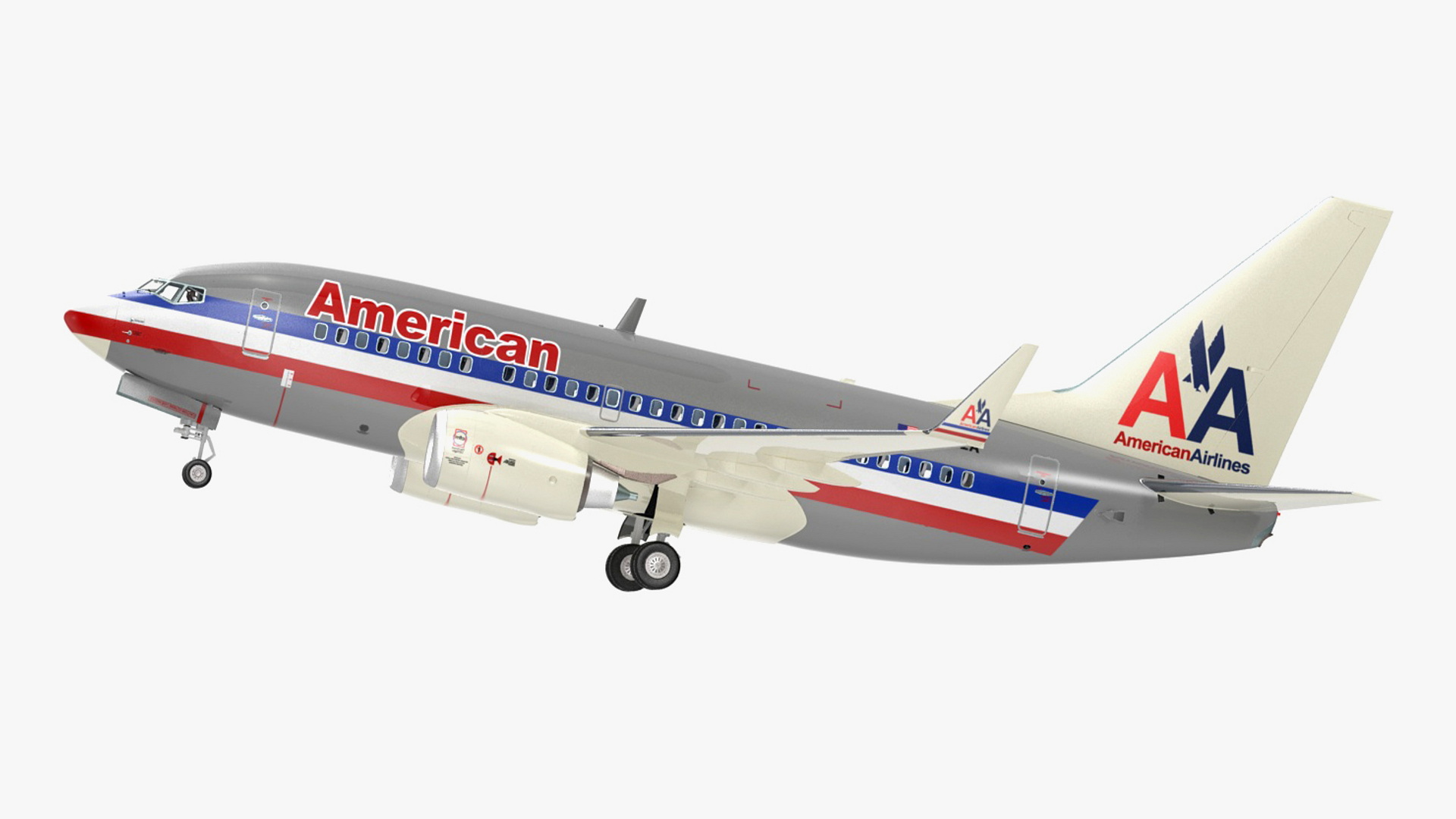 3D American Airlines Boeing 737-600 with Interior Rigged model