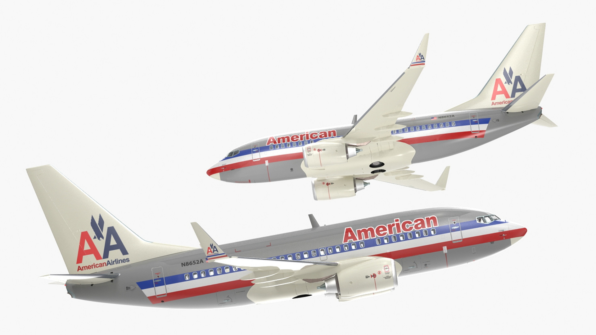 3D American Airlines Boeing 737-600 with Interior Rigged model