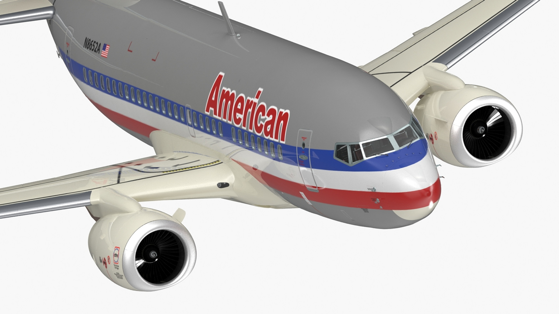 3D American Airlines Boeing 737-600 with Interior Rigged model