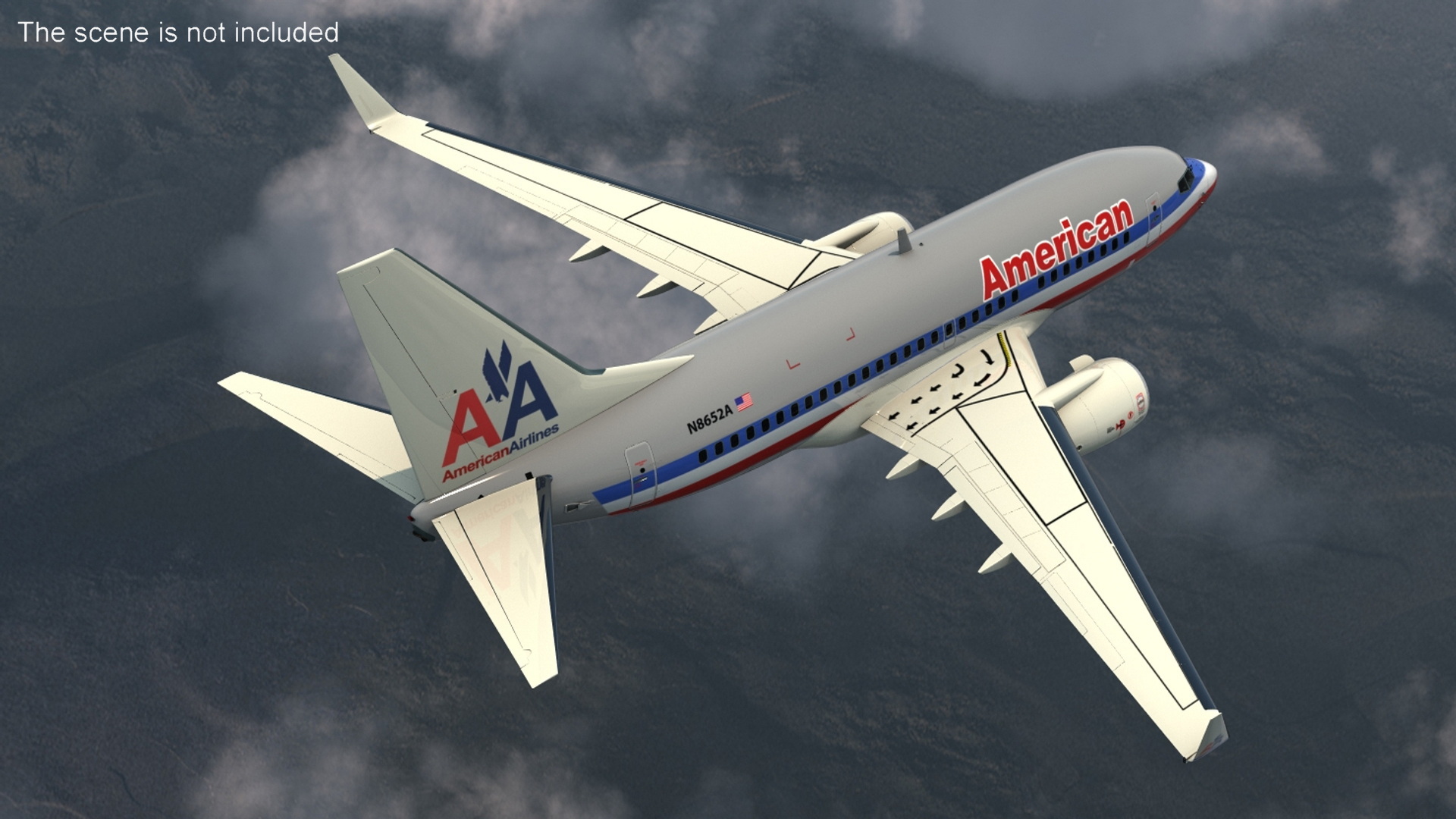 3D American Airlines Boeing 737-600 with Interior Rigged model