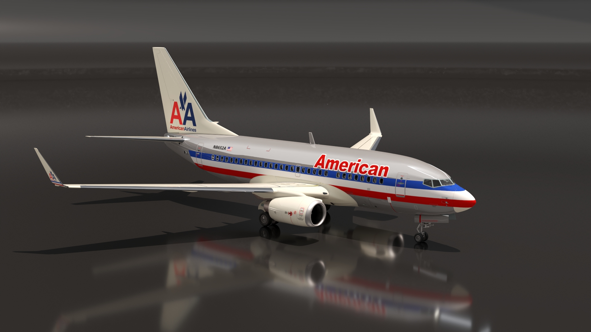 3D American Airlines Boeing 737-600 with Interior Rigged model