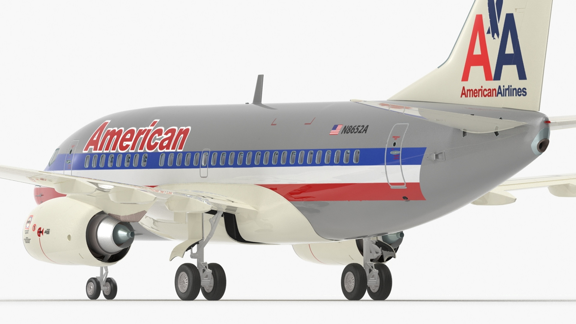 3D American Airlines Boeing 737-600 with Interior Rigged model