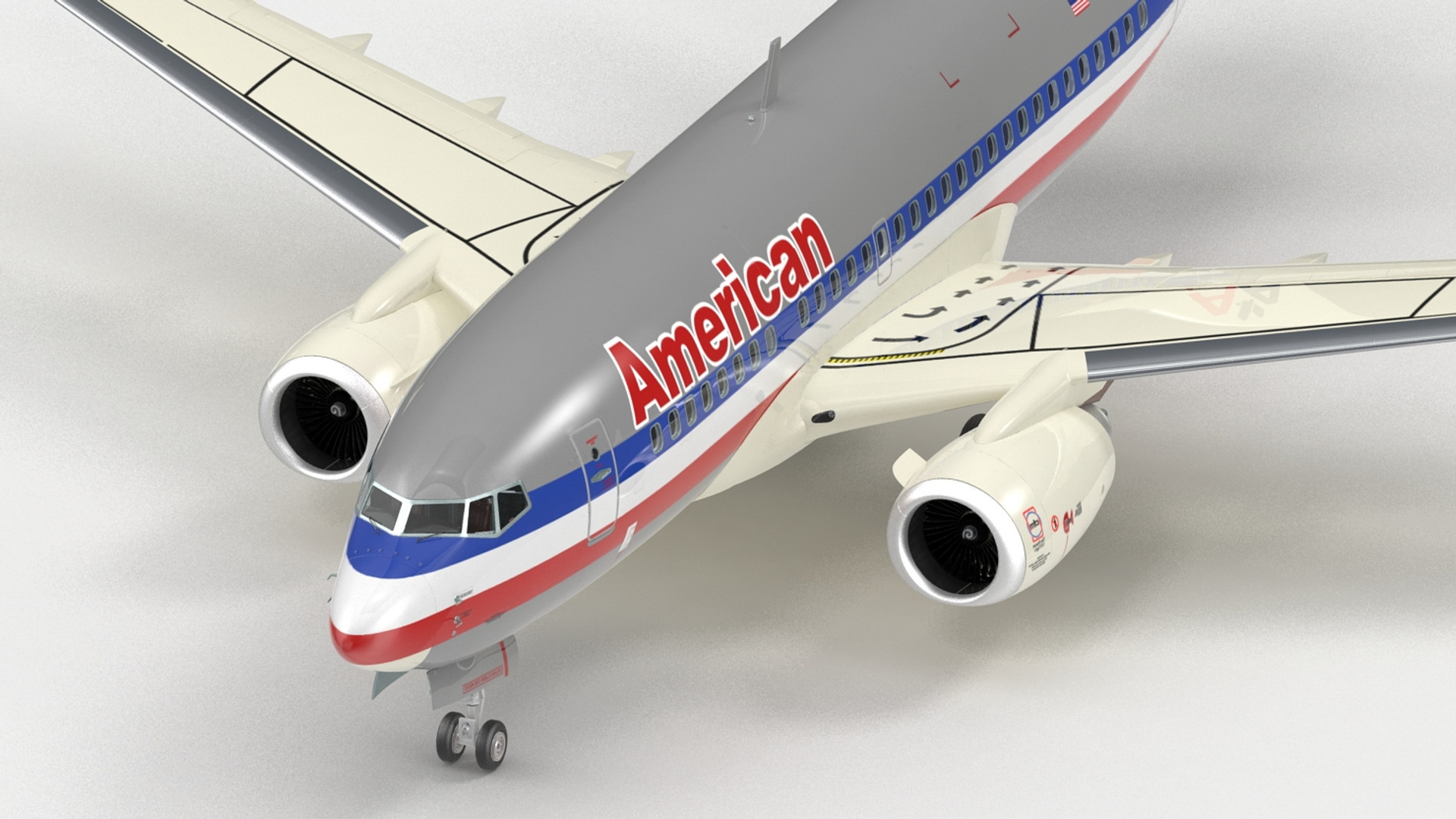 3D American Airlines Boeing 737-600 with Interior Rigged model