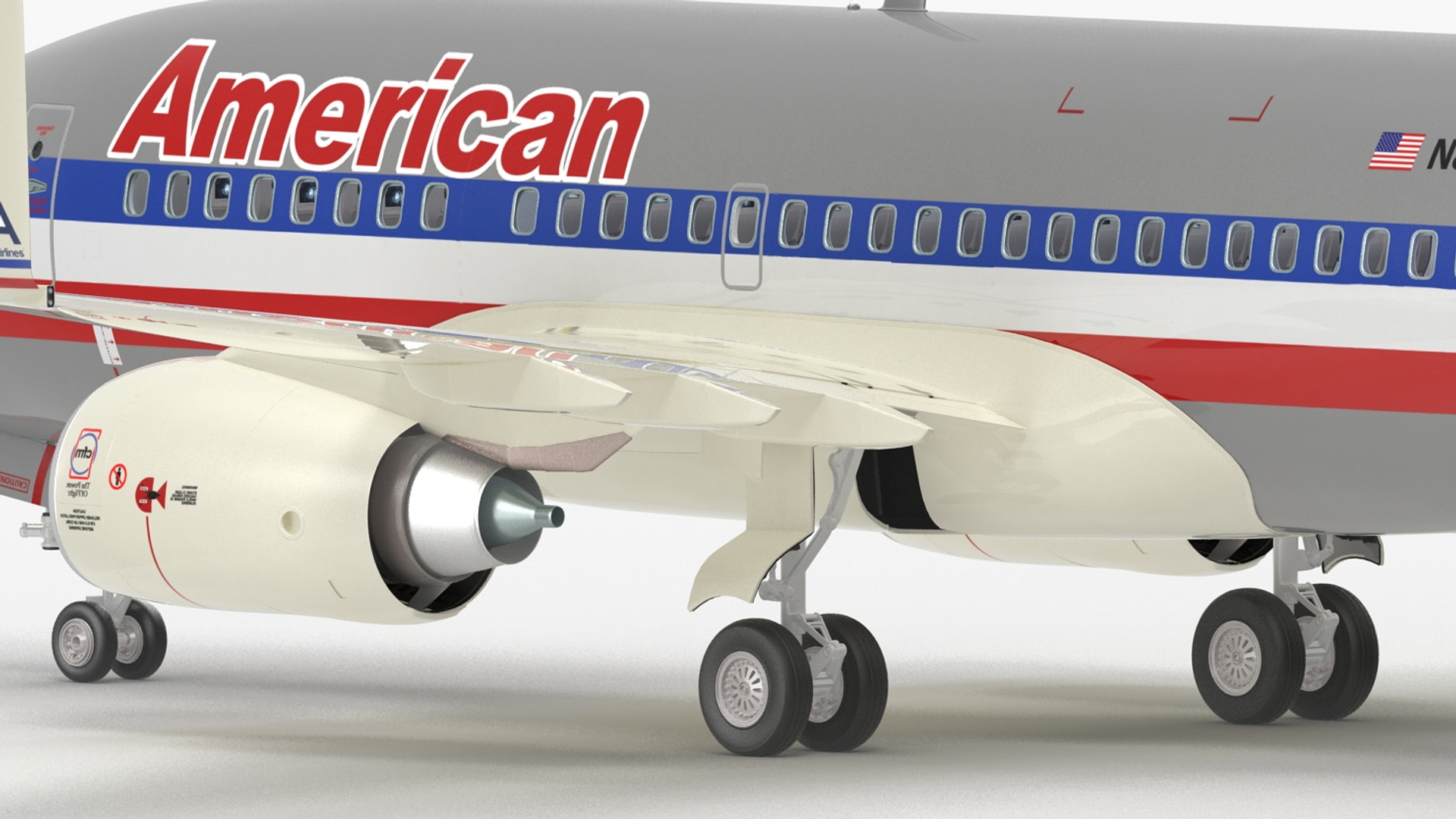 3D American Airlines Boeing 737-600 with Interior Rigged model