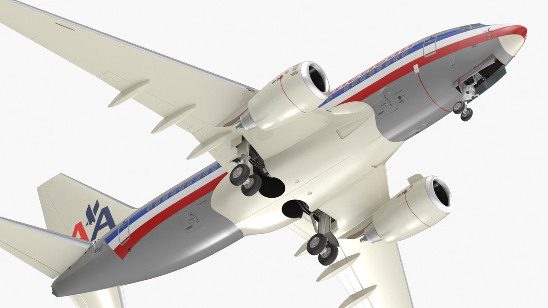 3D American Airlines Boeing 737-600 with Interior Rigged model