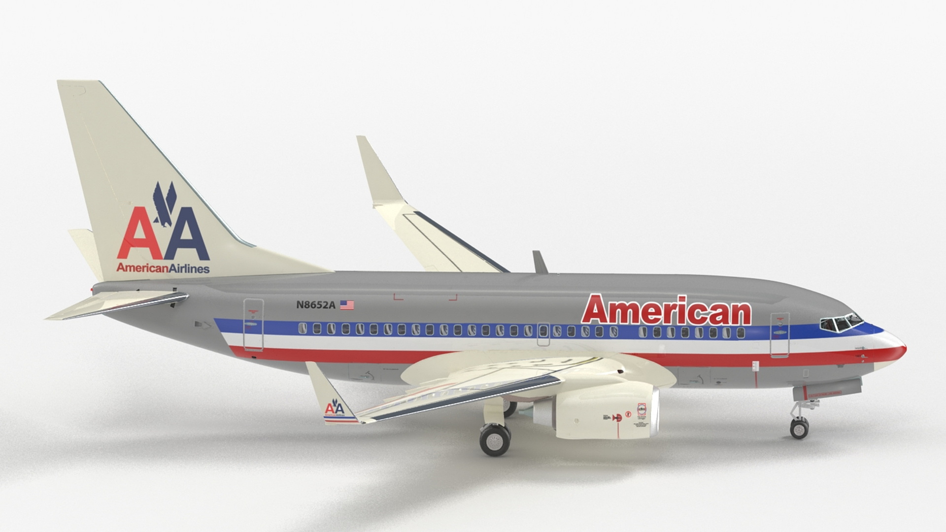 3D American Airlines Boeing 737-600 with Interior Rigged model