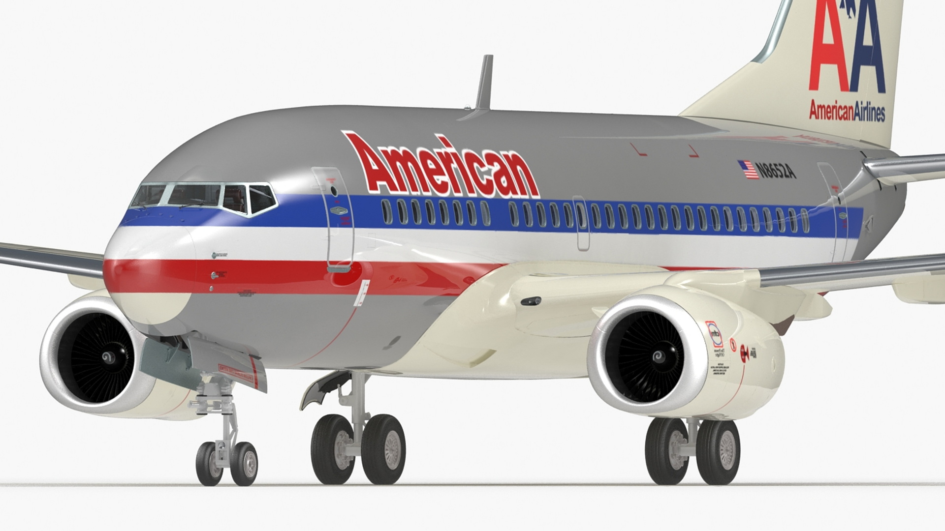 3D American Airlines Boeing 737-600 with Interior Rigged model