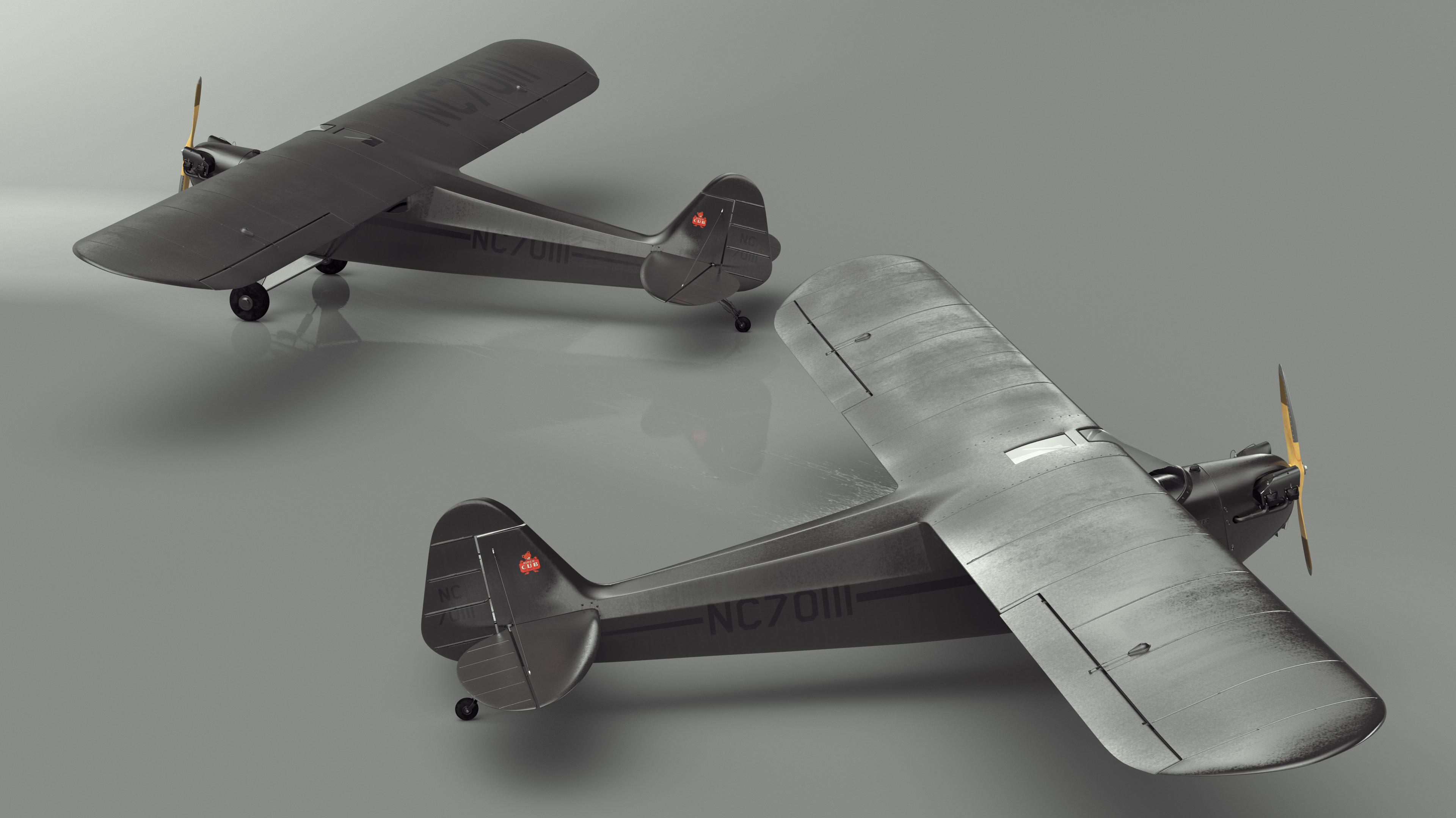 3D Piper Cub Aircraft model