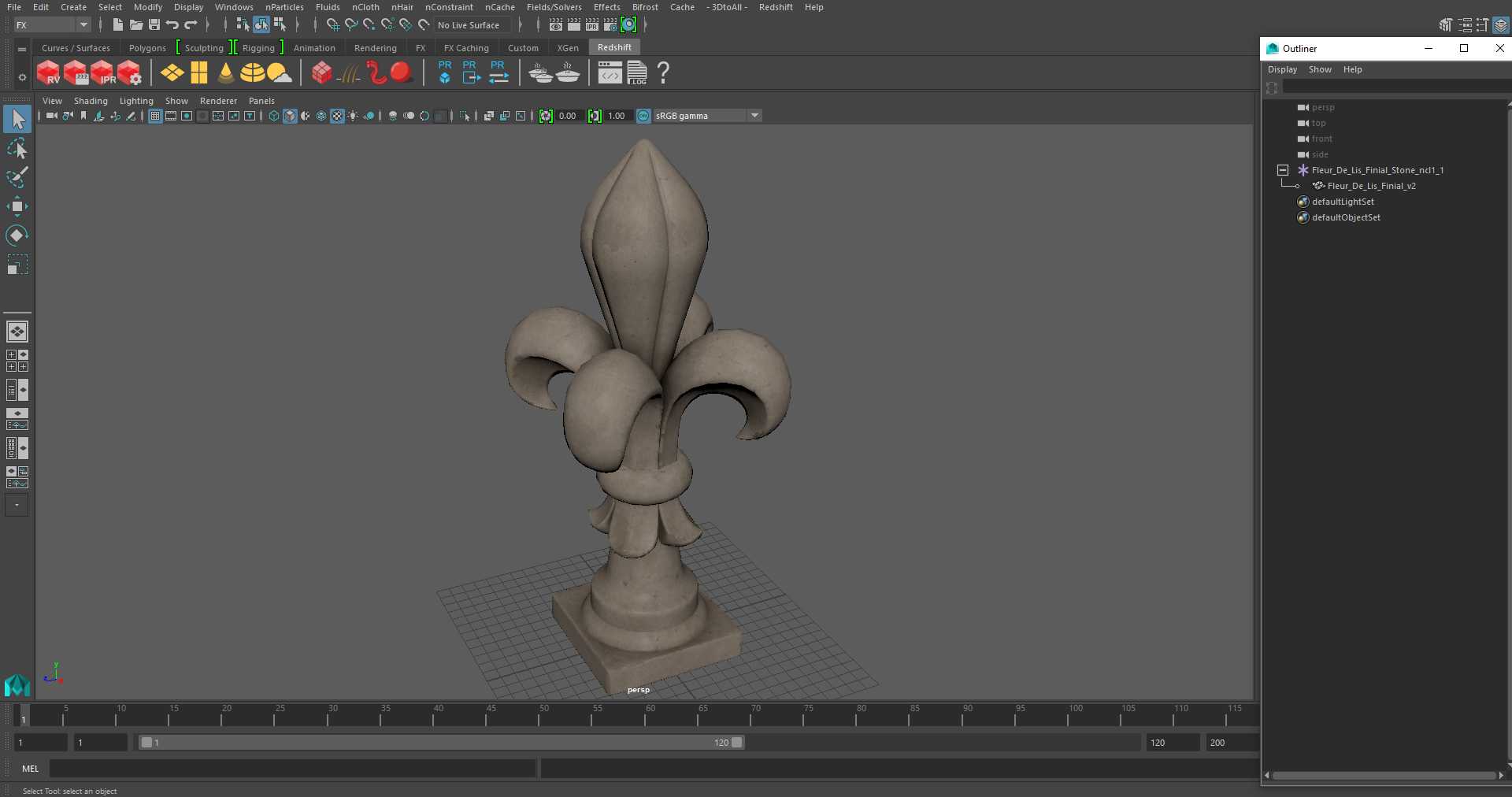 3D Fleur De Lis Finial Stone for 3D Print model