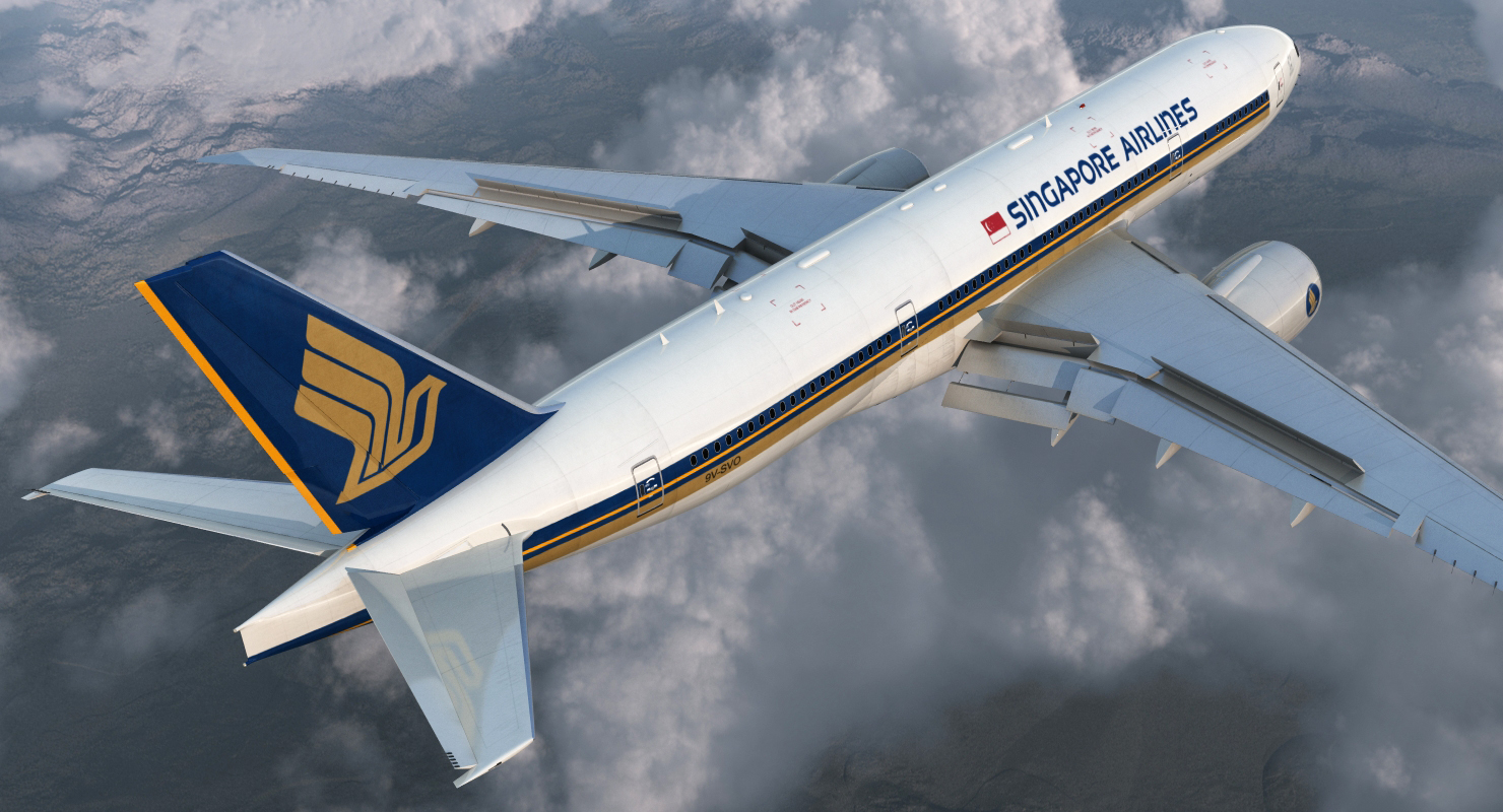 3D model Boeing 777 200LR Singapore Airlines