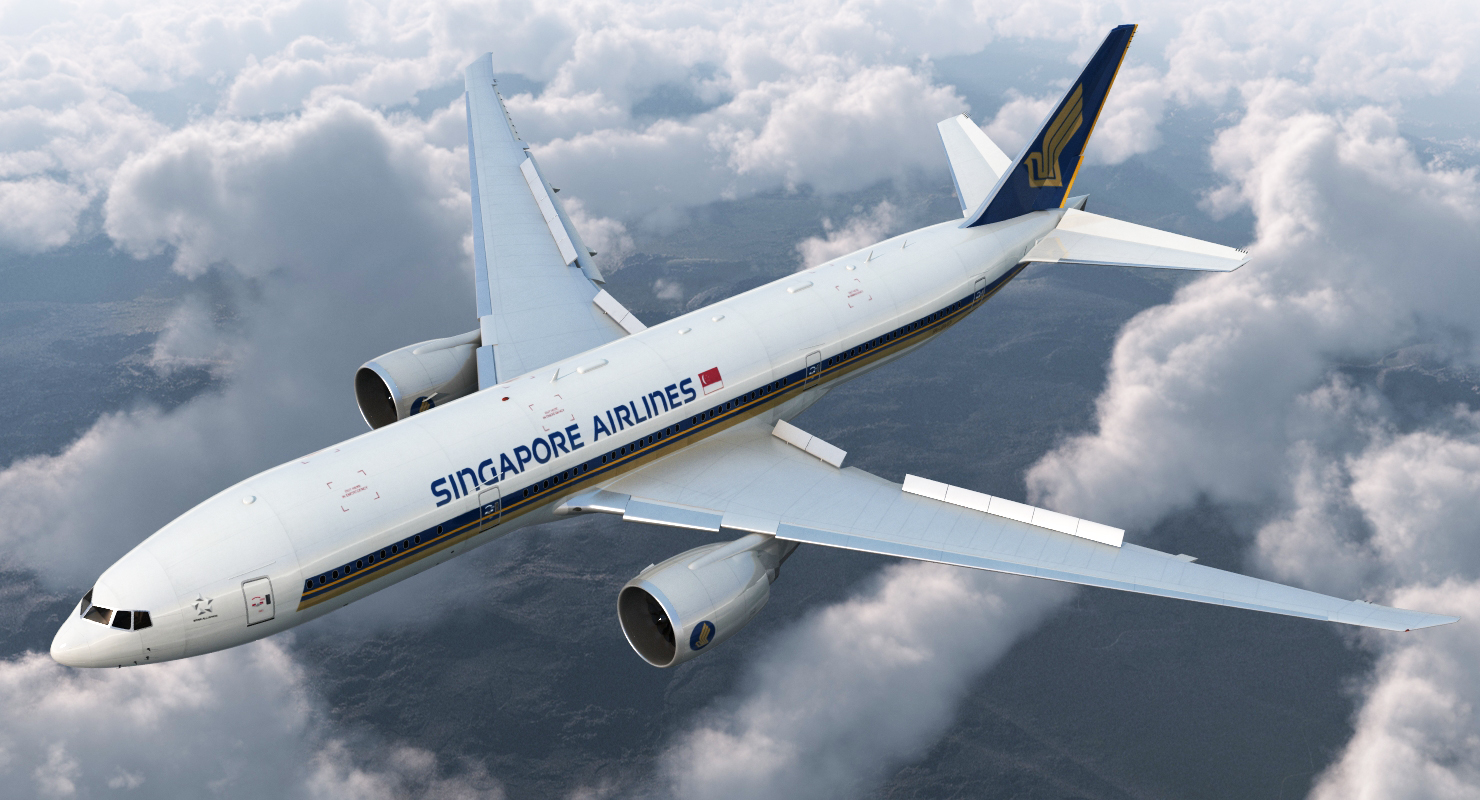 3D model Boeing 777 200LR Singapore Airlines