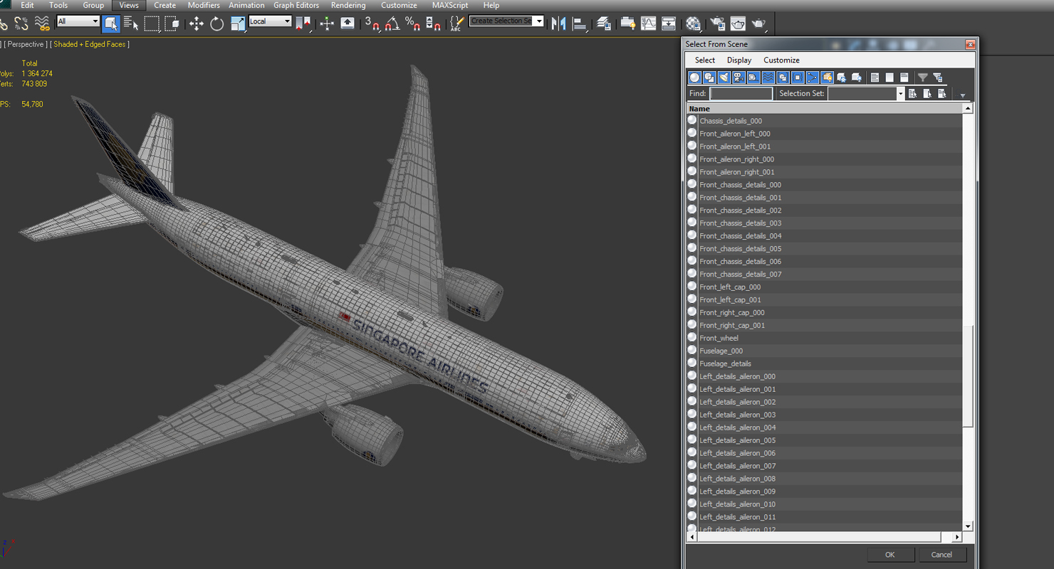 3D model Boeing 777 200LR Singapore Airlines