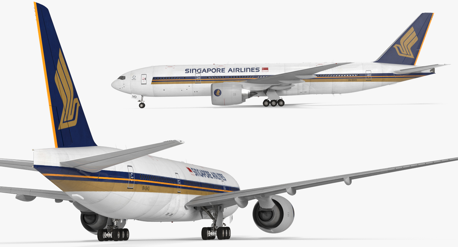 3D model Boeing 777 200LR Singapore Airlines