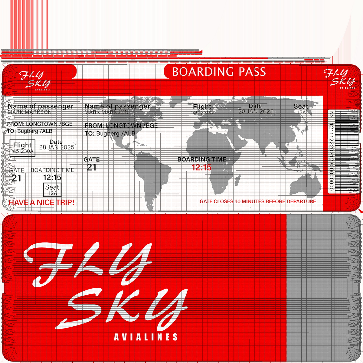 Red Boarding Pass 3D