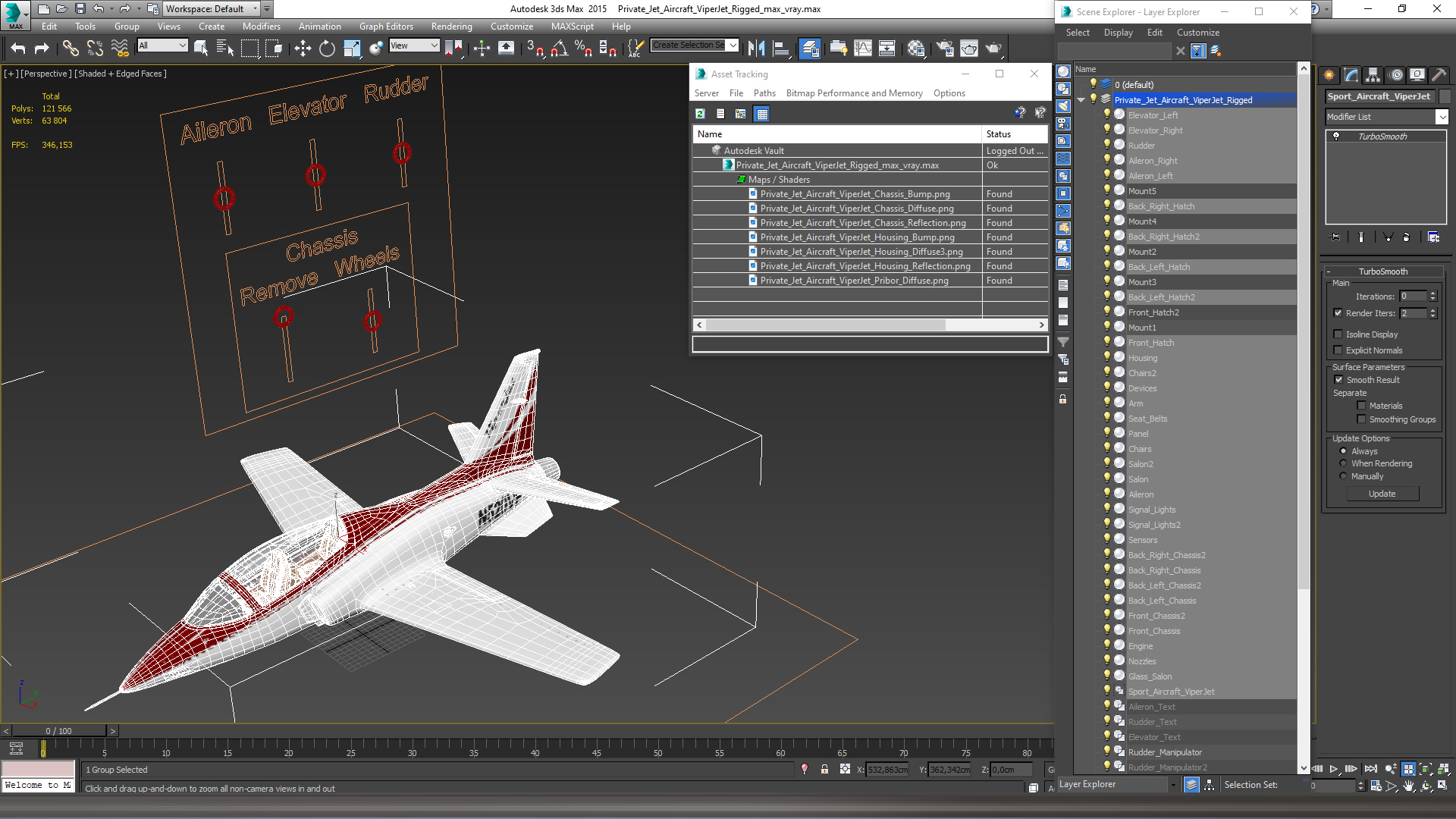 3D Private Jet Aircraft ViperJet Rigged