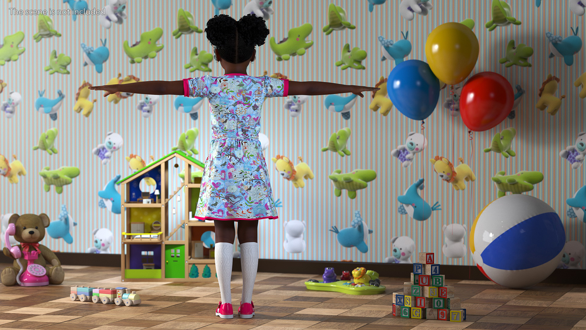 Everyday Style Black Girl Child Rigged for Maya 3D