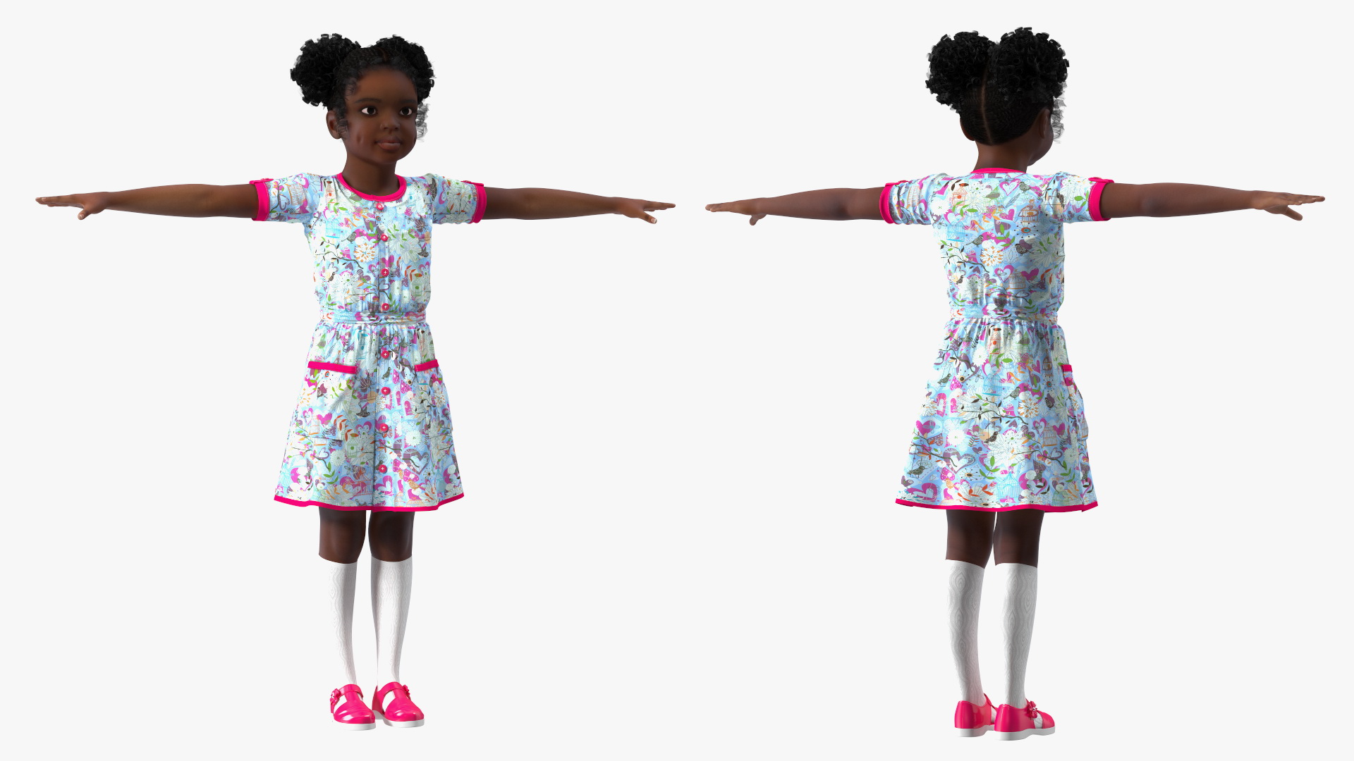 Everyday Style Black Girl Child Rigged for Maya 3D