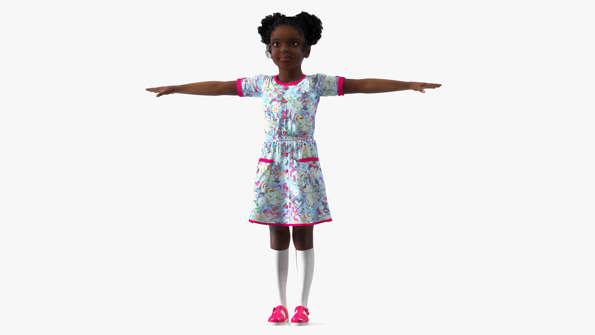 Everyday Style Black Girl Child Rigged for Maya 3D