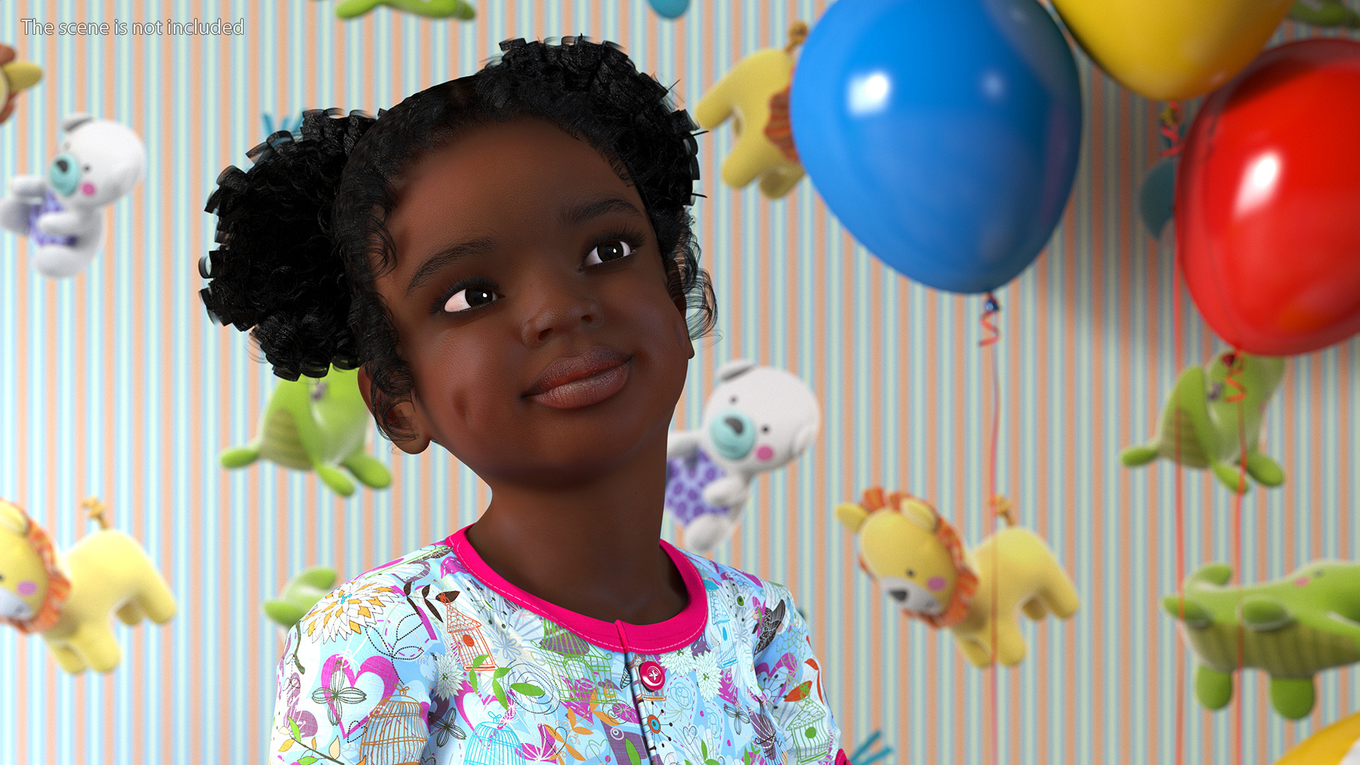 Everyday Style Black Girl Child Rigged for Maya 3D