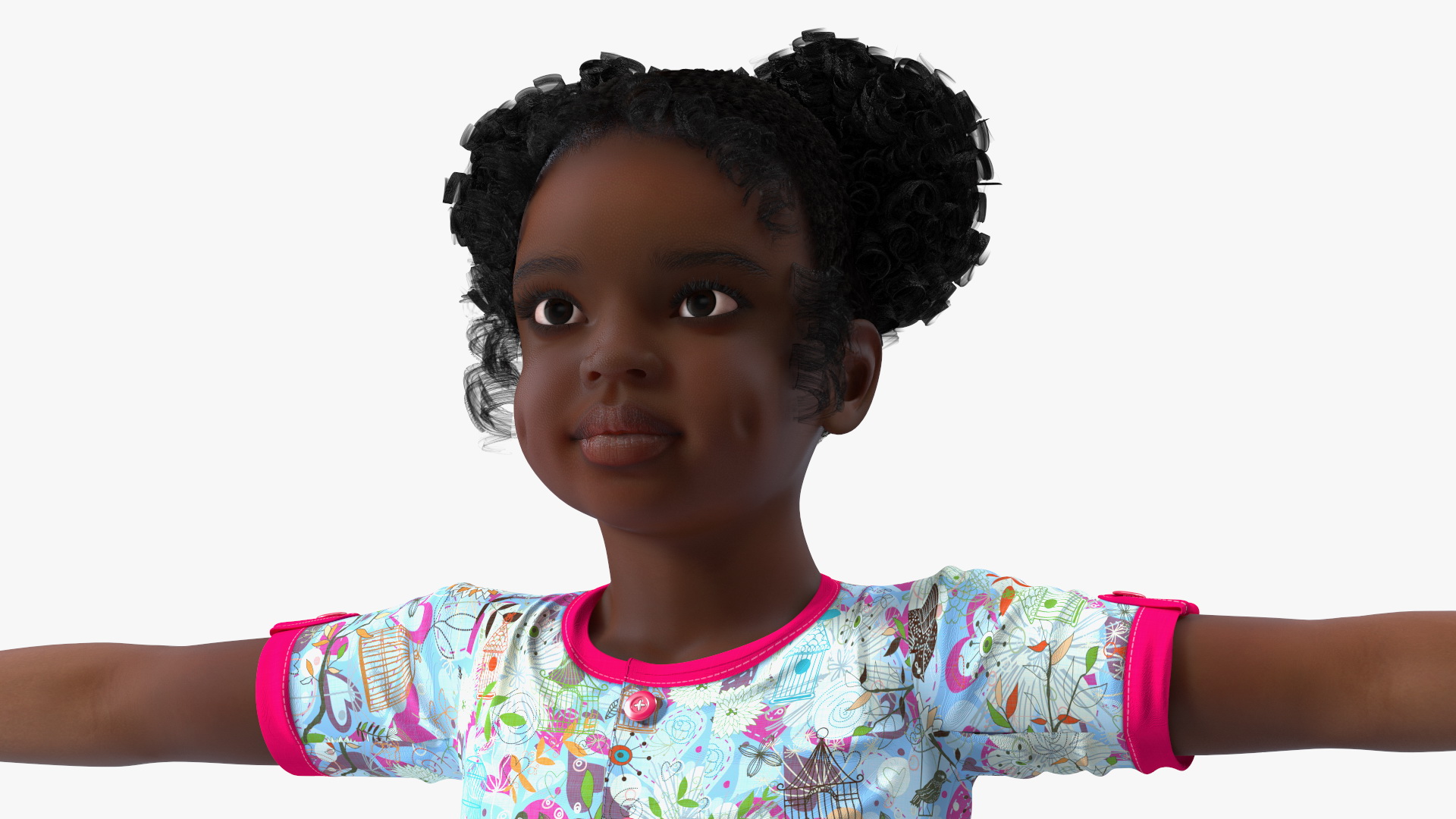 Everyday Style Black Girl Child Rigged for Maya 3D