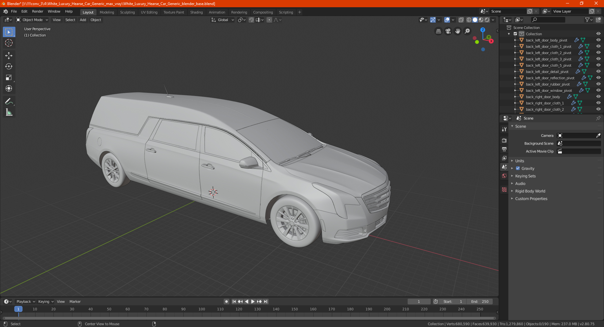 3D White Luxury Hearse Car Generic