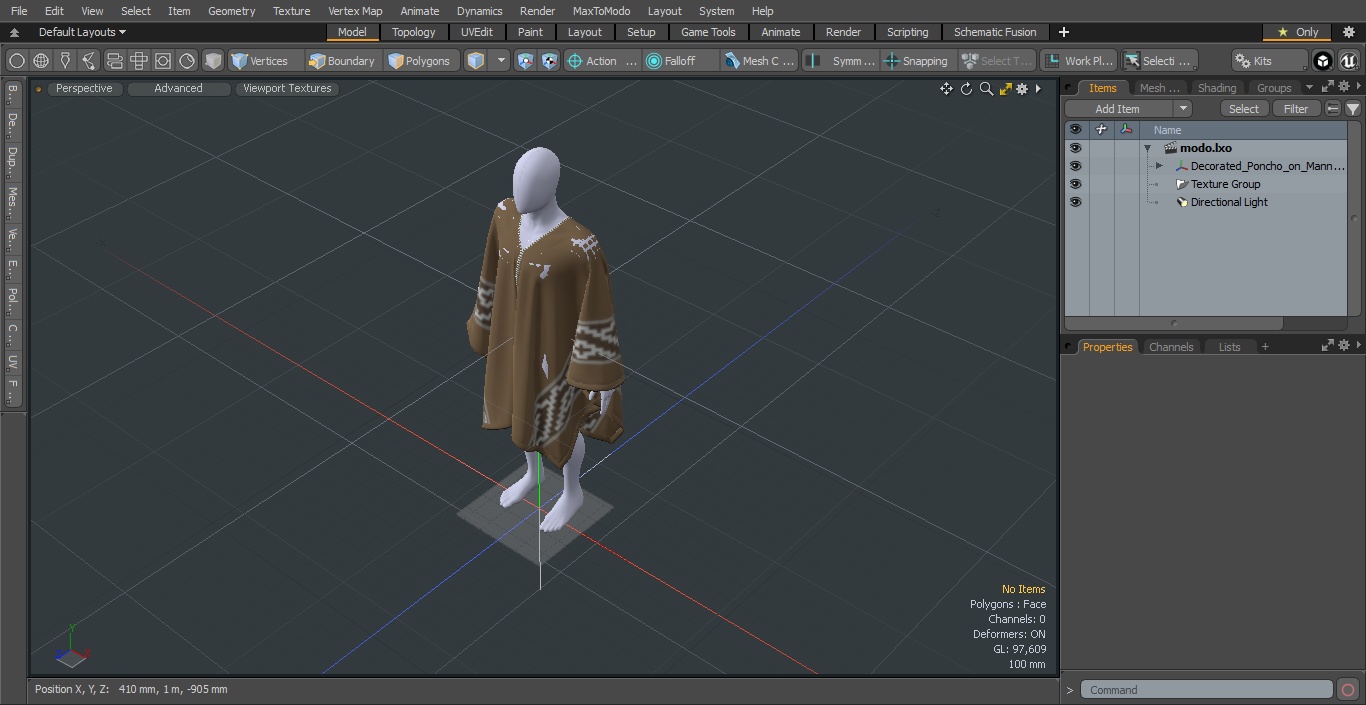 Decorated Poncho on Mannequin 3D model