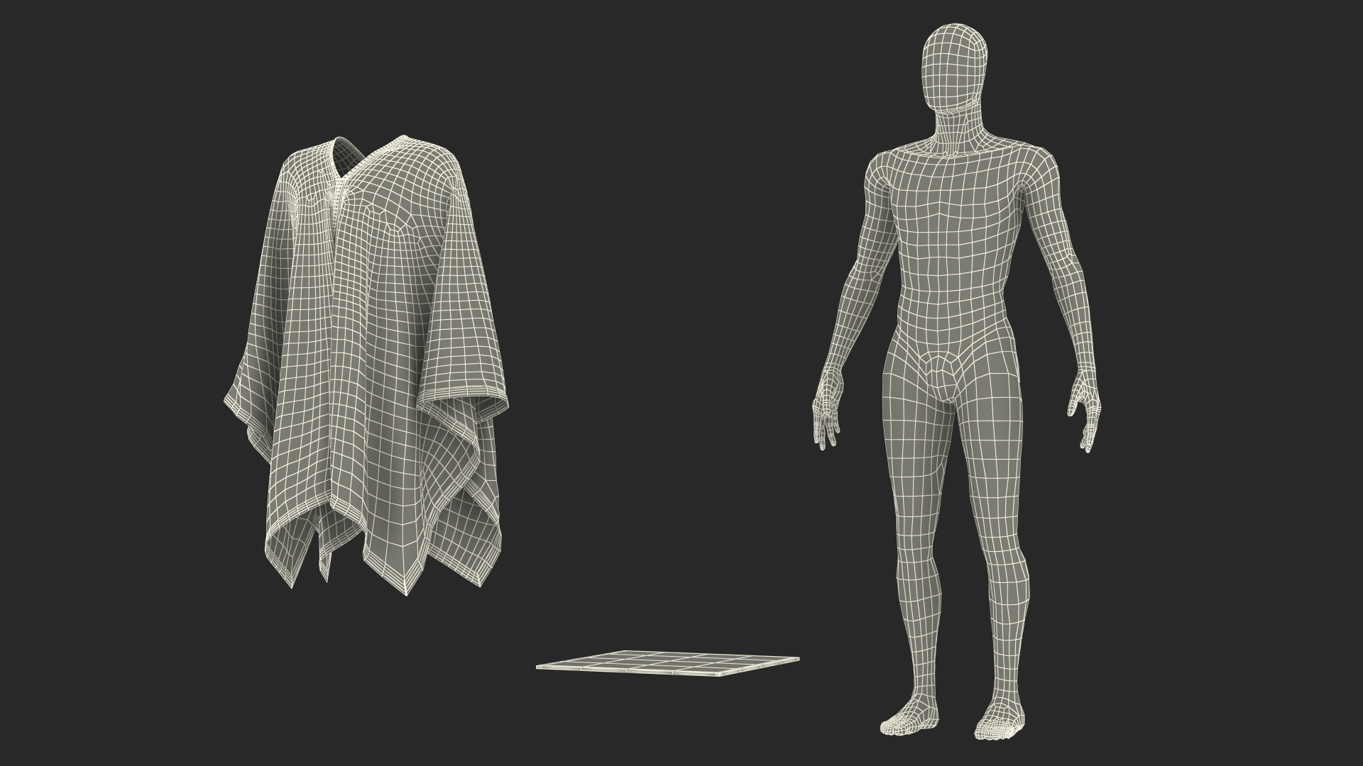 Decorated Poncho on Mannequin 3D model