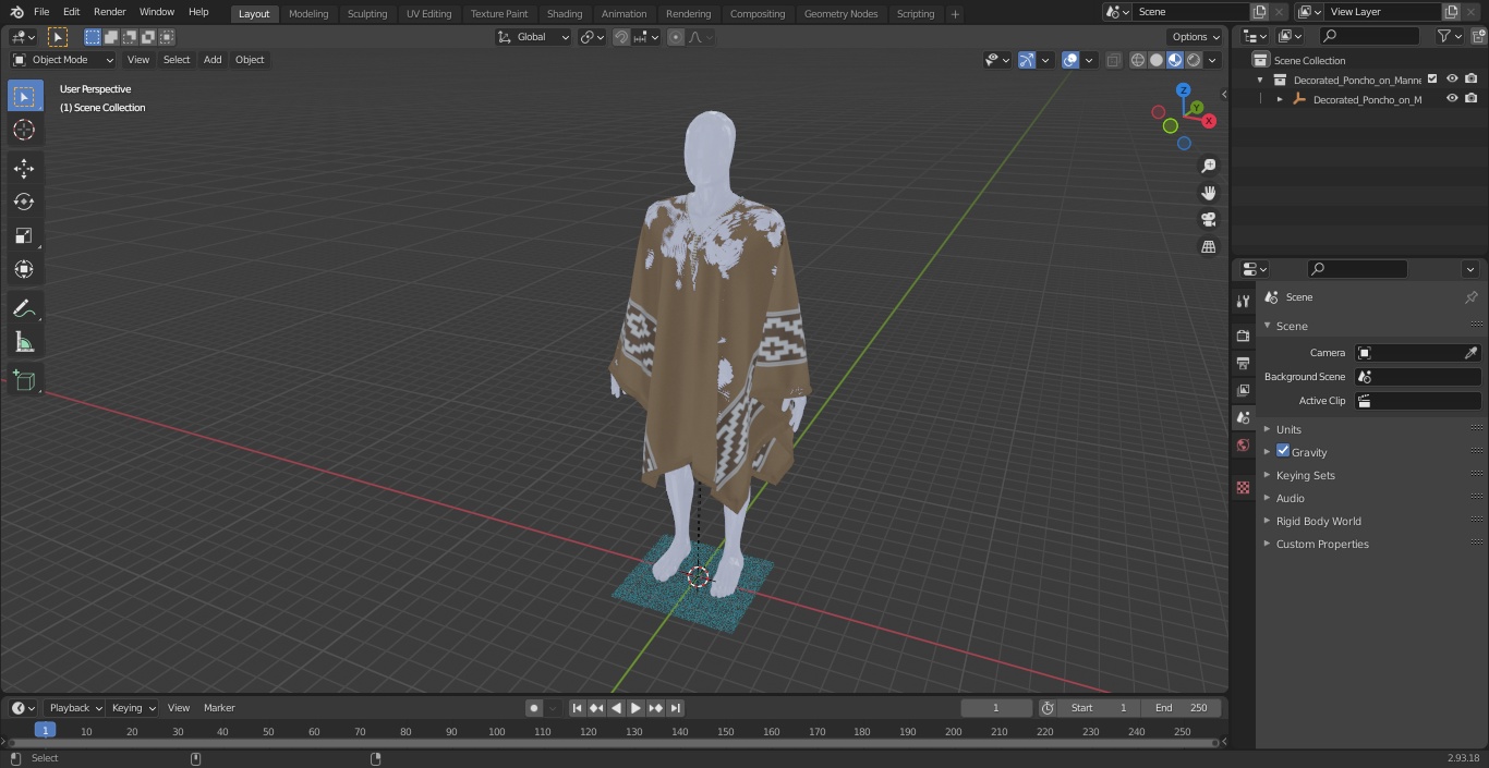 Decorated Poncho on Mannequin 3D model