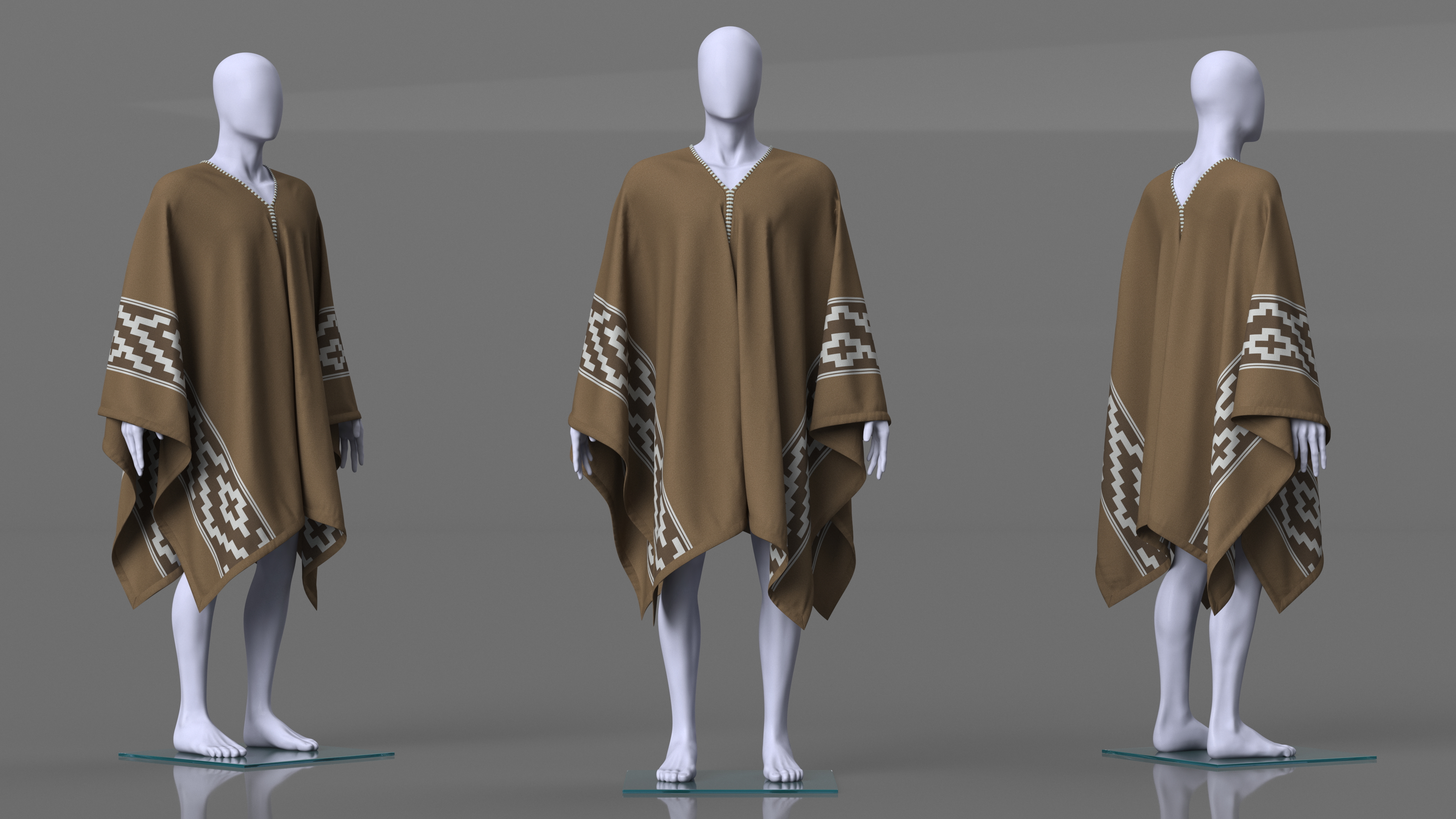 Decorated Poncho on Mannequin 3D model