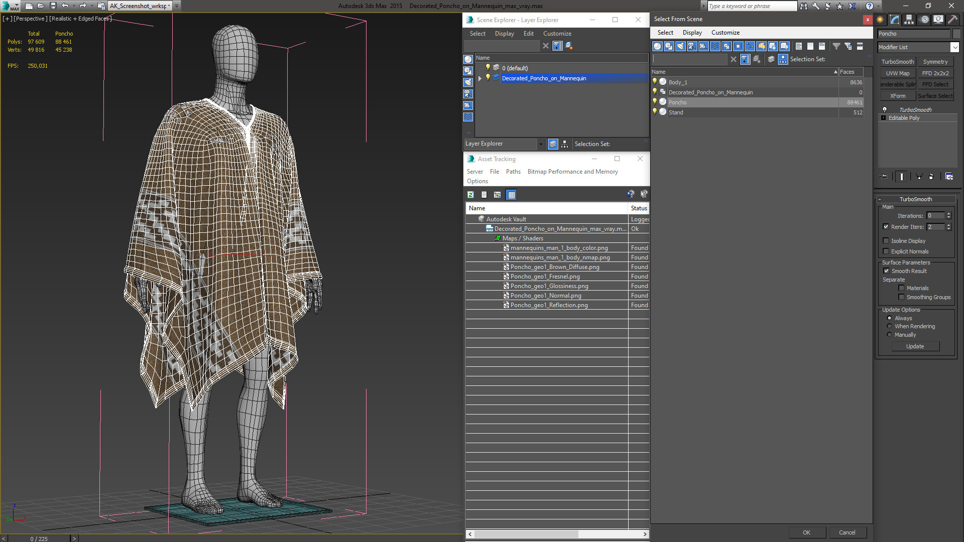 Decorated Poncho on Mannequin 3D model